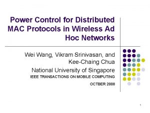 Power Control for Distributed MAC Protocols in Wireless