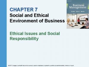 CHAPTER 7 Social and Ethical Environment of Business