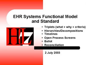 EHR Systems Functional Model and Standard Triplets what