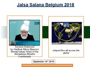 Jalsa Salana Belgium 2018 Sermon Delivered by Hadhrat