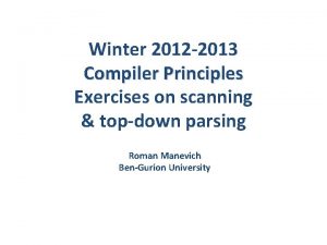 Winter 2012 2013 Compiler Principles Exercises on scanning