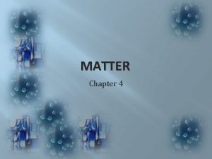 MATTER Chapter 4 Pure Substances and Mixtures Matter