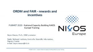 ORDM and FAIR rewards and incentives PUBMET 2020