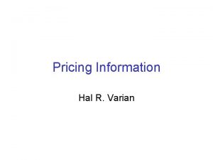 Pricing Information Hal R Varian Britannica v Encarta