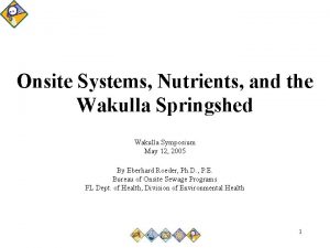 Onsite Systems Nutrients and the Wakulla Springshed Wakulla