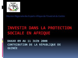 Runion Rgionale des Experts Afrique de lOuest et