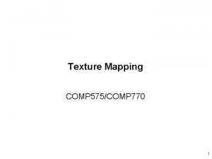 Texture Mapping COMP 575COMP 770 1 Texture mapping