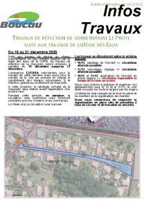 Infos Travaux Bulletin dInformation du 10122020 TRAVAUX DE