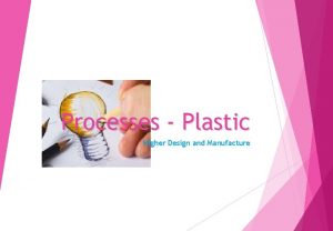 Processes Plastic Higher Design and Manufacture Injection Moulding