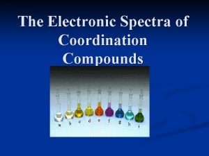 The Electronic Spectra of Coordination Compounds General Features