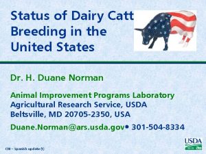 Status of Dairy Cattle Breeding in the United