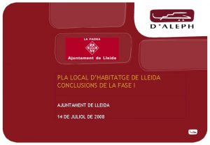 PLA LOCAL DHABITATGE DE LLEIDA CONCLUSIONS DE LA