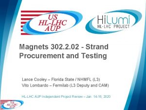 Magnets 302 2 02 Strand Procurement and Testing