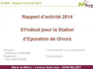 SYSEG Rapport dactivit 2014 SYndicat pour la Station