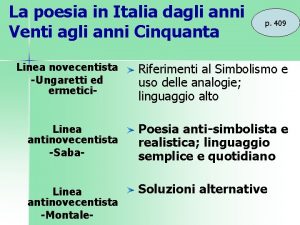 La poesia in Italia dagli anni Venti agli