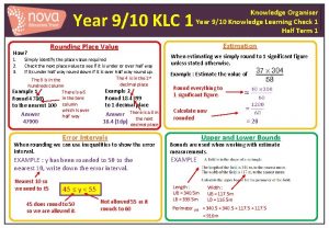 Year 910 KLC 1 How Estimation Rounding Place