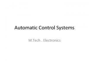 Automatic Control Systems M Tech Electronics Control System