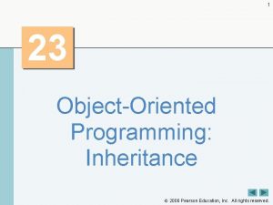 1 23 ObjectOriented Programming Inheritance 2006 Pearson Education