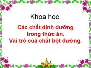 Khoa hc Cc cht dinh dng trong thc