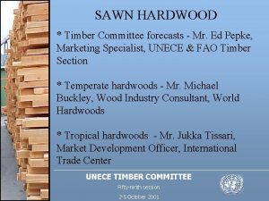 SAWN HARDWOOD Timber Committee forecasts Mr Ed Pepke