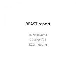 BEAST report H Nakayama 20160408 KCG meeting LER