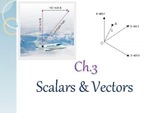 Ch 3 Scalars Vectors Scalar e g Vector