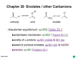 Chapter 20 Enolates other Carbanions r tautomer equilibrium