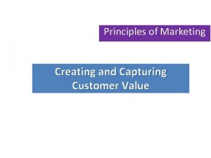 Principles of Marketing Creating and Capturing Customer Value