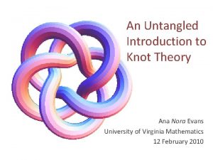 An Untangled Introduction to Knot Theory Ana Nora