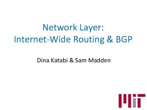 Network Layer InternetWide Routing BGP Dina Katabi Sam