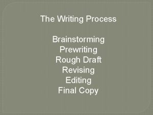 The Writing Process Brainstorming Prewriting Rough Draft Revising