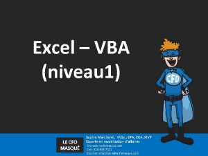 Excel VBA niveau 1 LE CFO MASQU Sophie