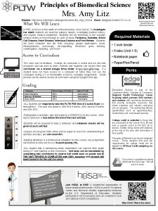 Principles of Biomedical Science Mrs Amy Litz Website