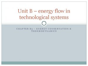 Unit B energy flow in technological systems CHAPTER