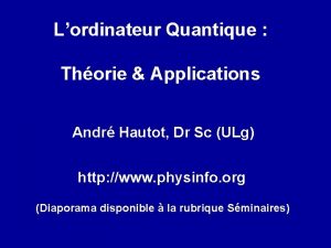 Lordinateur Quantique Thorie Applications Andr Hautot Dr Sc