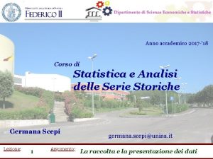 Anno accademico 2017 18 Corso di Statistica e