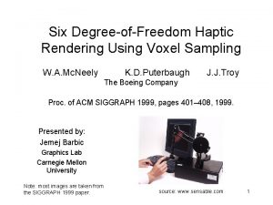 Six DegreeofFreedom Haptic Rendering Using Voxel Sampling W