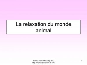 La relaxation du monde animal Joanie Archambeault 2010