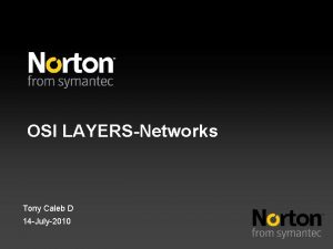 OSI LAYERSNetworks Tony Caleb D 14 July2010 OSI