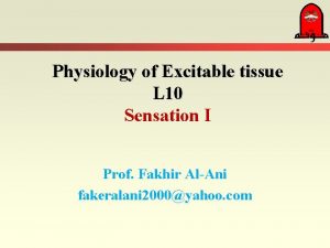 Physiology of Excitable tissue L 10 Sensation I