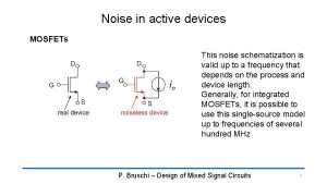 Noise in active devices MOSFETs This noise schematization