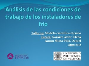 Anlisis de las condiciones de trabajo de los