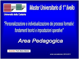 Docente Prof Mario Malizia anno accademico 2010 2011