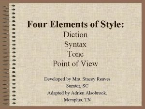 Four Elements of Style Diction Syntax Tone Point