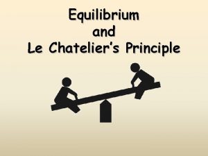 Equilibrium and Le Chateliers Principle CA Standards Students