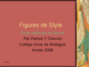 Figures de Style Fiche mthode au brevet Par