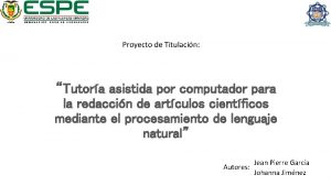 Proyecto de Titulacin Tutora asistida por computador para