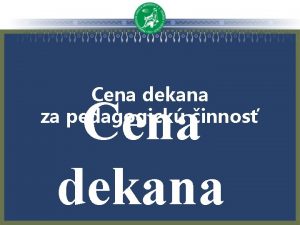 Cena dekana za pedagogick innos Cena dekana doc