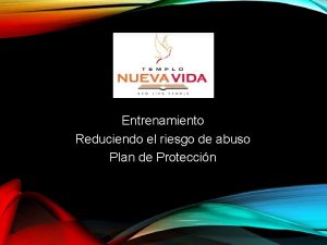 Entrenamiento Reduciendo el riesgo de abuso Plan de