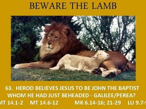 BEWARE THE LAMB 63 HEROD BELIEVES JESUS TO